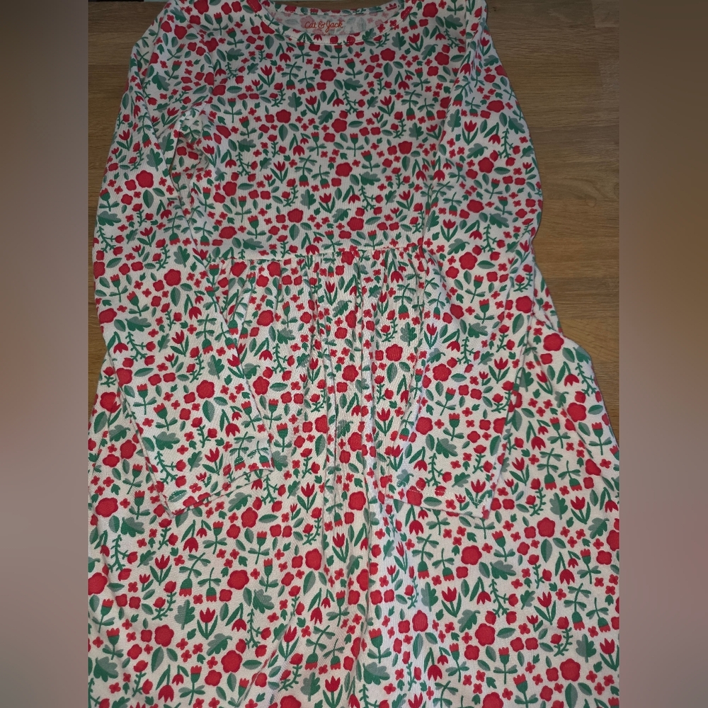 Cat & Jack Vibrant Floral Patterned Long sleeve Dress NWOT